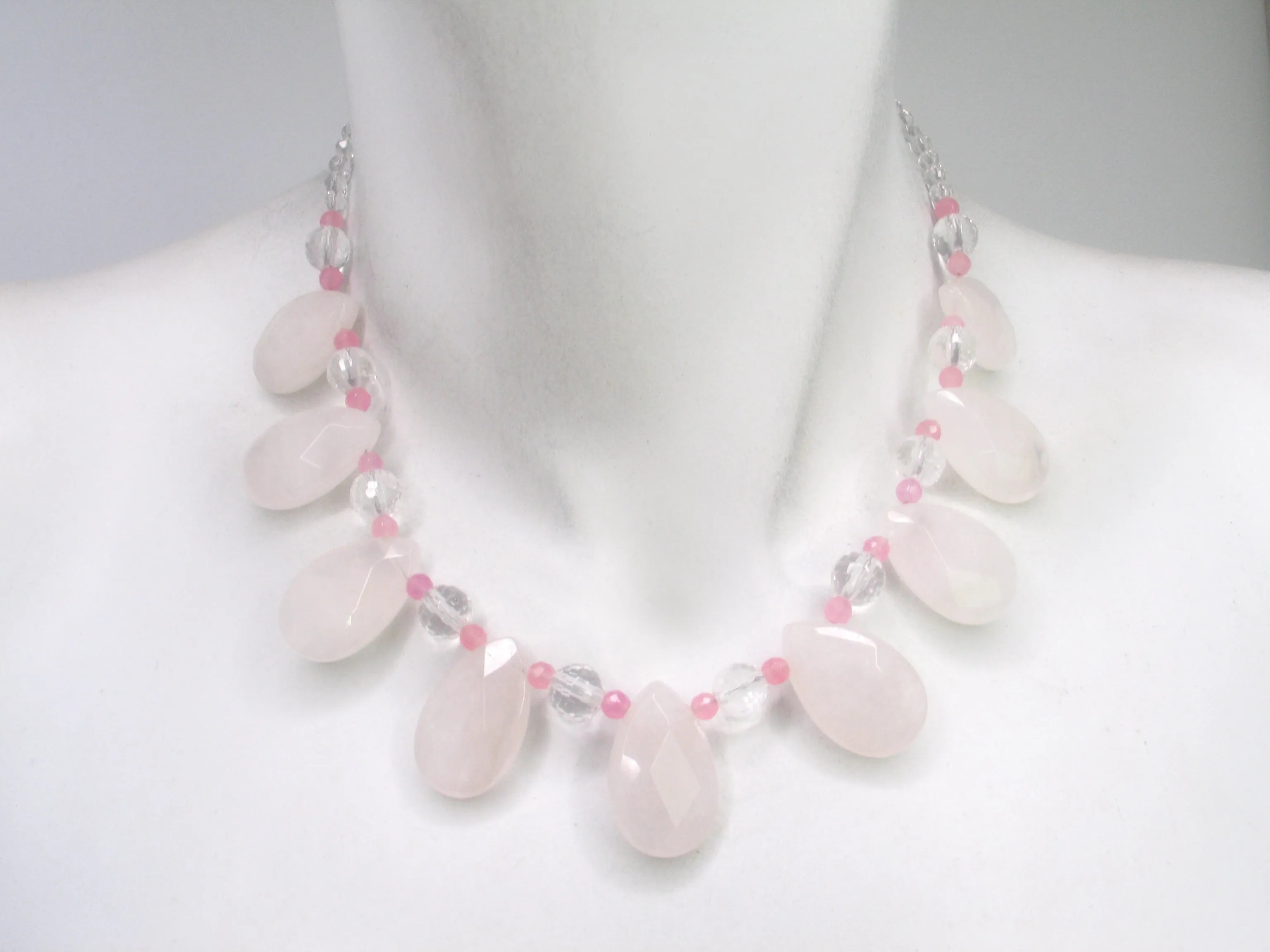 Rose Quartz Teardrop Necklace