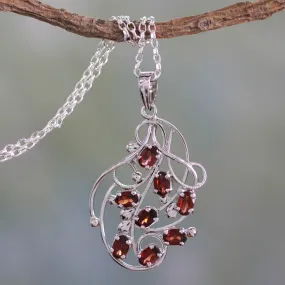 Rosebuds Silver Handmade Garnet Necklace
