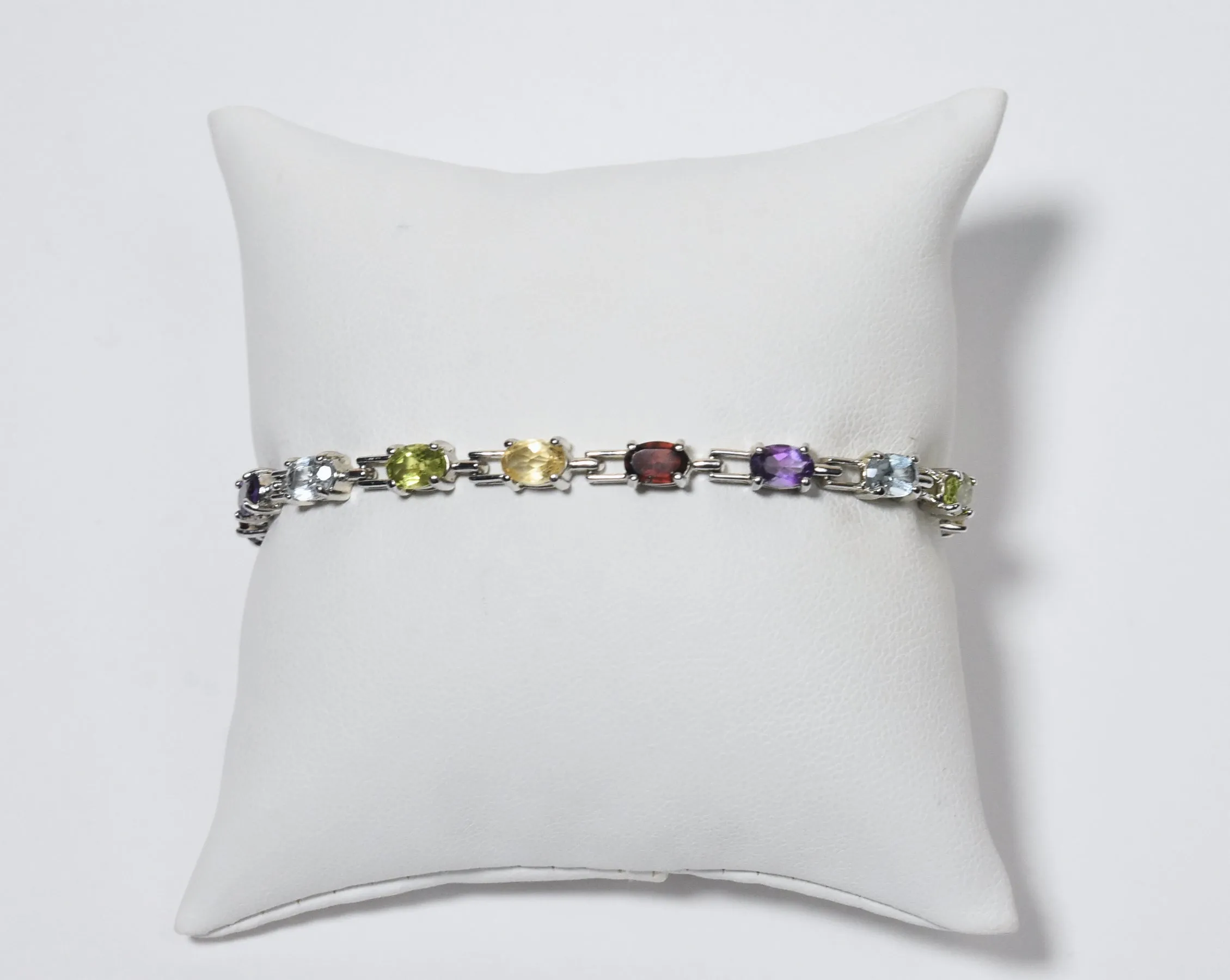 Ross-Simons - Sterling Silver Multi Gemstone Multicolor Link Bracelet