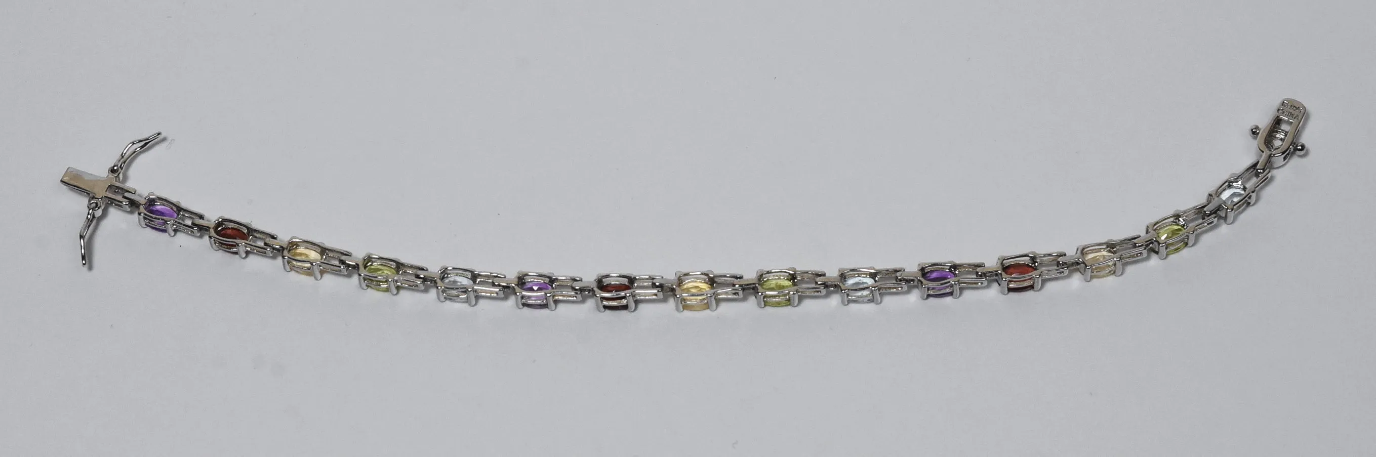 Ross-Simons - Sterling Silver Multi Gemstone Multicolor Link Bracelet