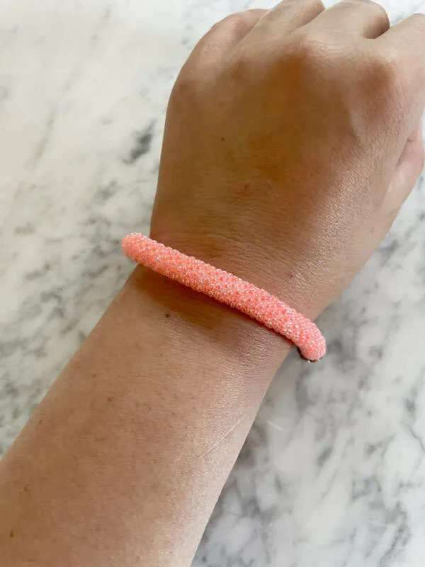 Roudainasart Handmade Beaded Rope Bracelet Salmon Pink