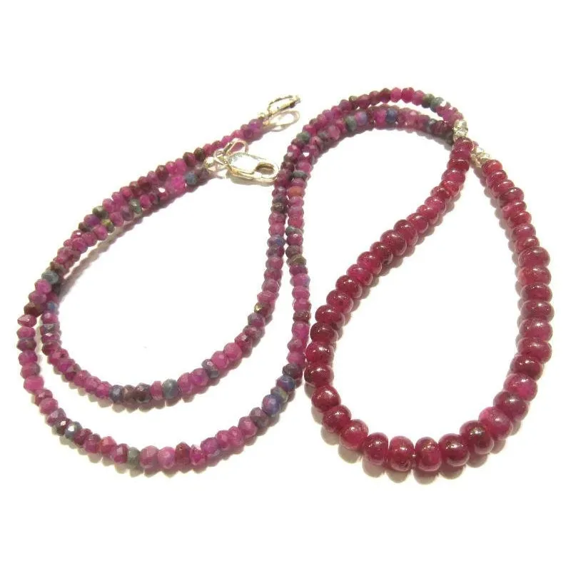 Ruby and Ruby-Zoisite Necklace with Sterling Lobster Claw Clasp