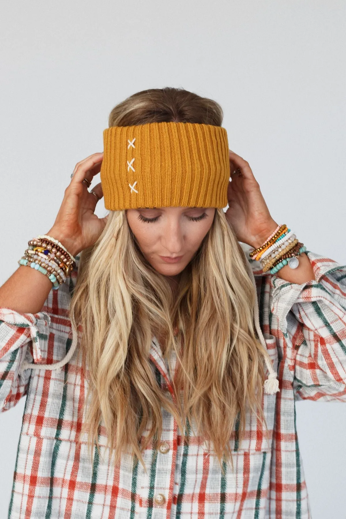 Sadia Embroidered Head Wrap - Mustard