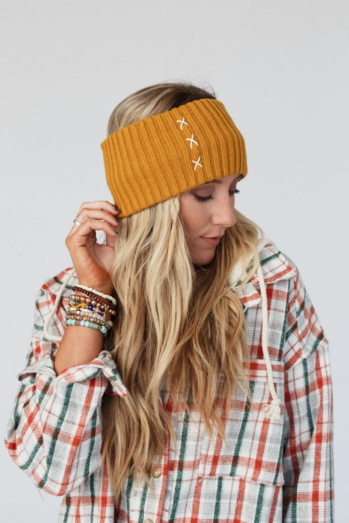 Sadia Embroidered Head Wrap - Mustard