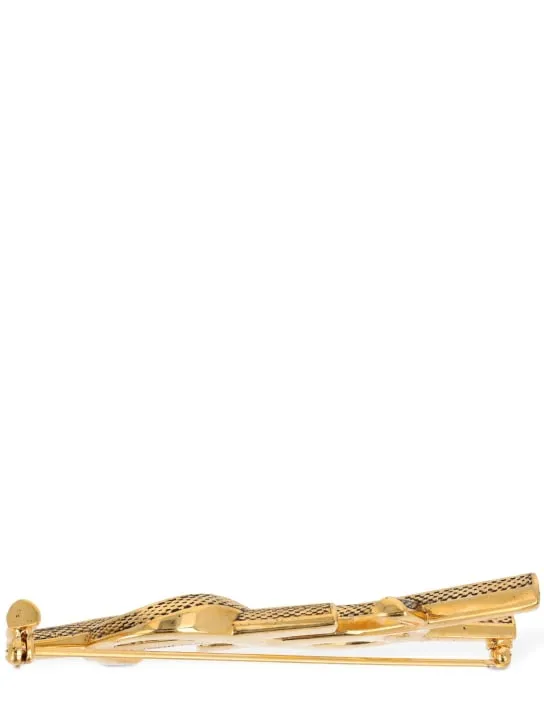 Saint Laurent   YSL textured brooch 