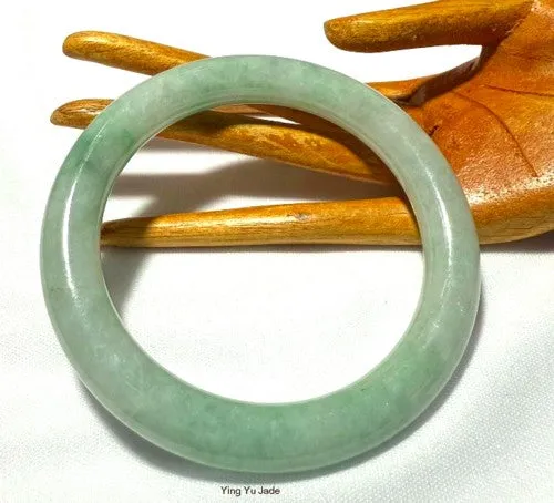 Sale-New Listing "Good Green" Classic Round Burmese Jadeite Bangle Bracelet 58 mm   Certificate (BB-C-3005)