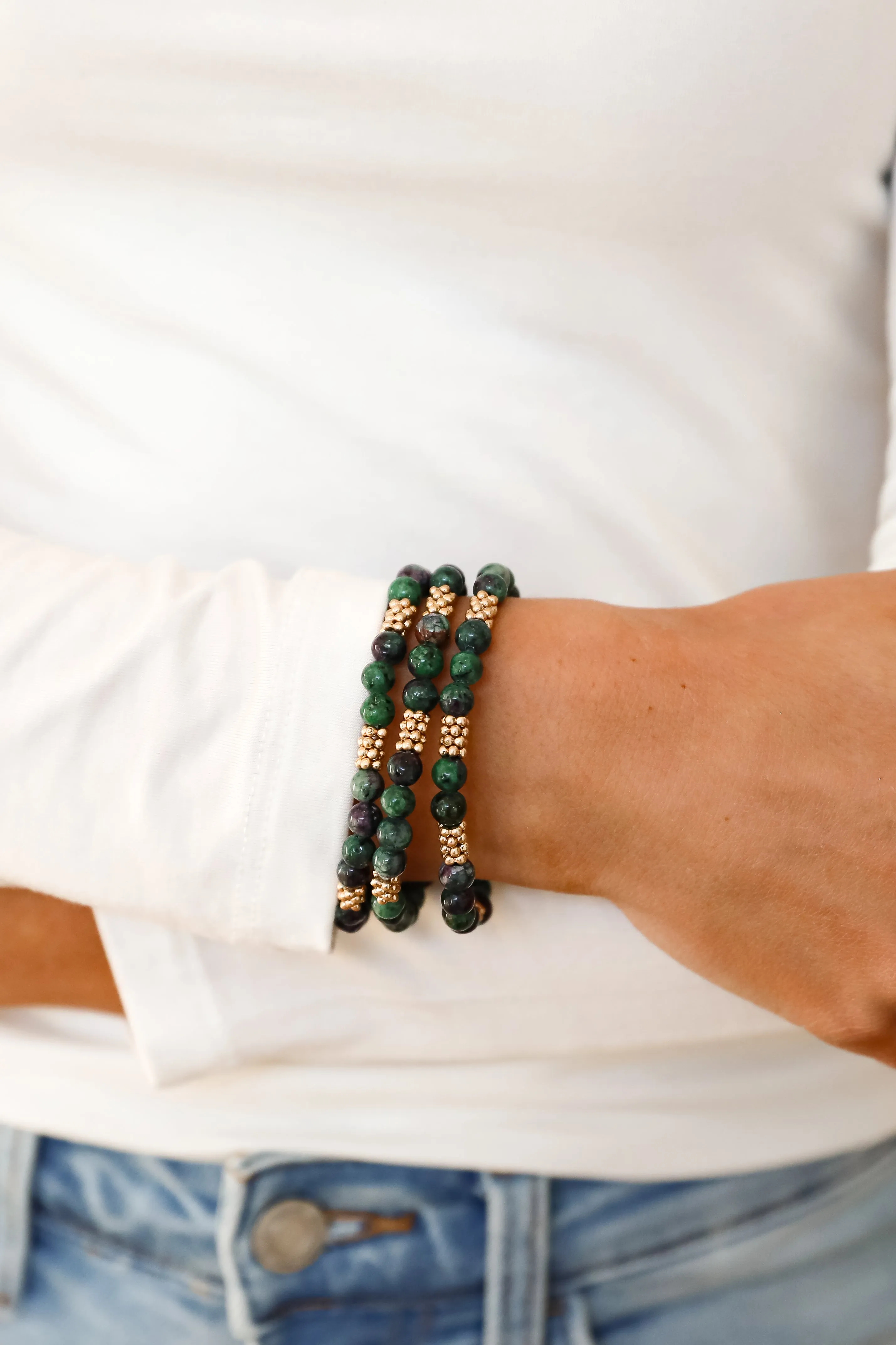 Samantha Green Beaded Bracelet Set
