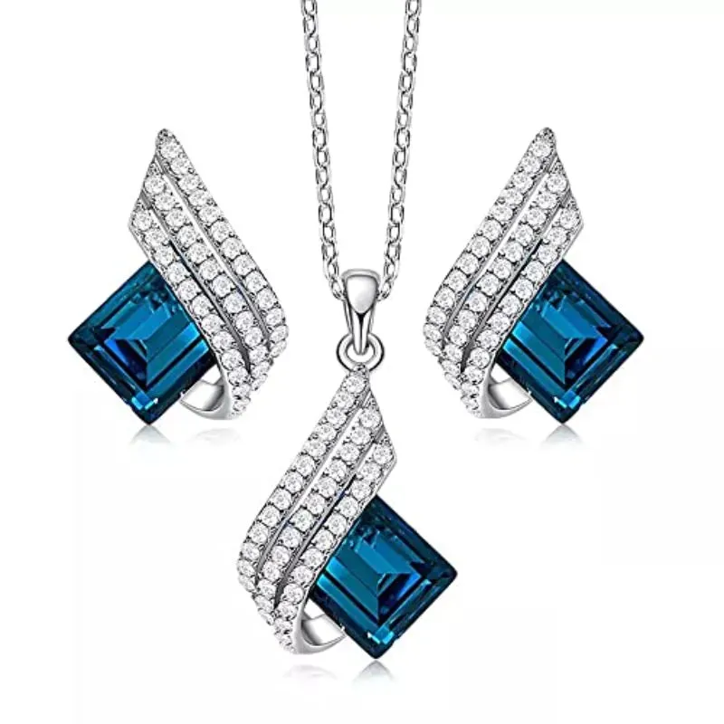 Sapphire and Rhinestone Necklace Set