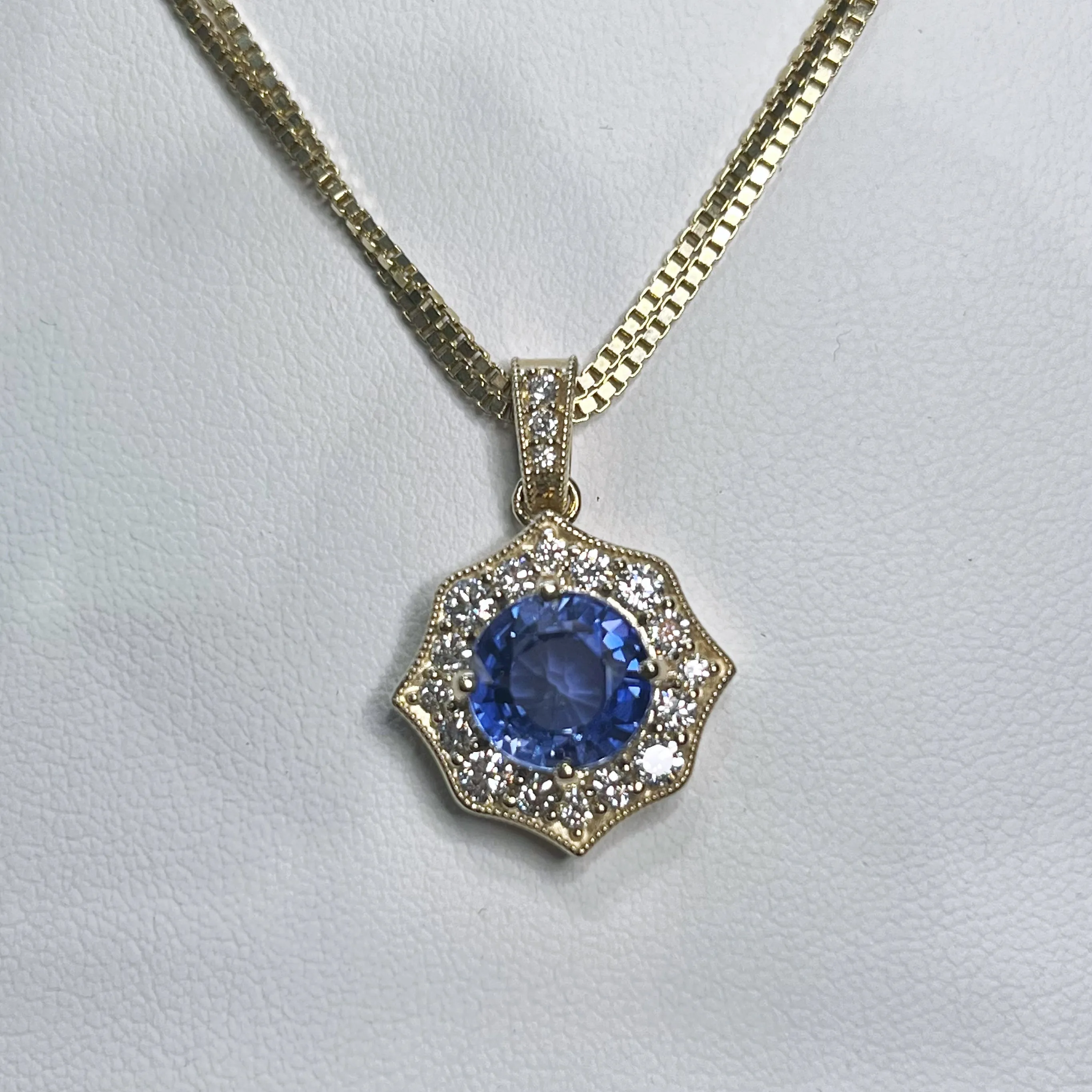 Sapphire Halo Pendant - Lab grown