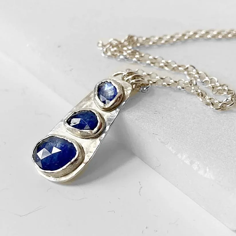 Sapphire Silver Necklace/September Birthstone Necklace