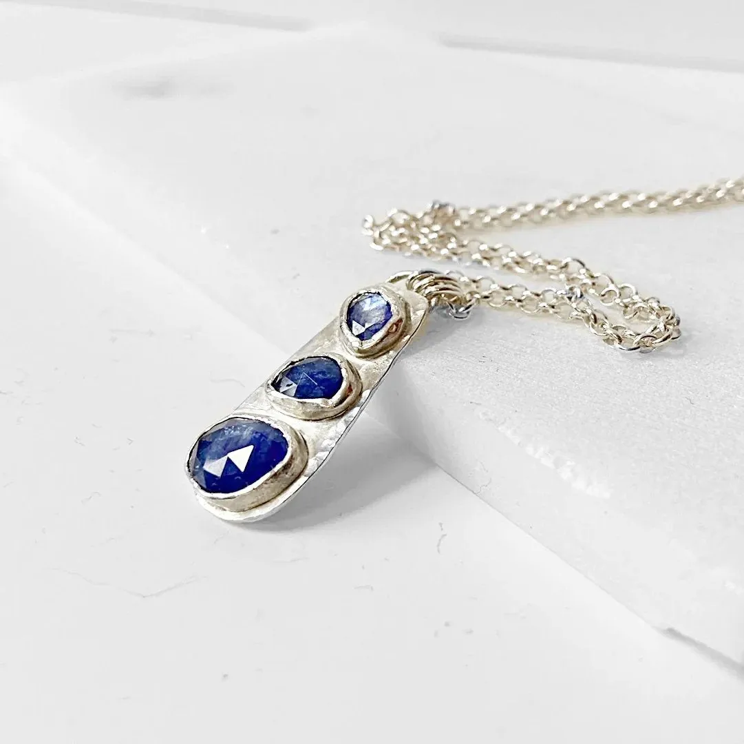 Sapphire Silver Necklace/September Birthstone Necklace