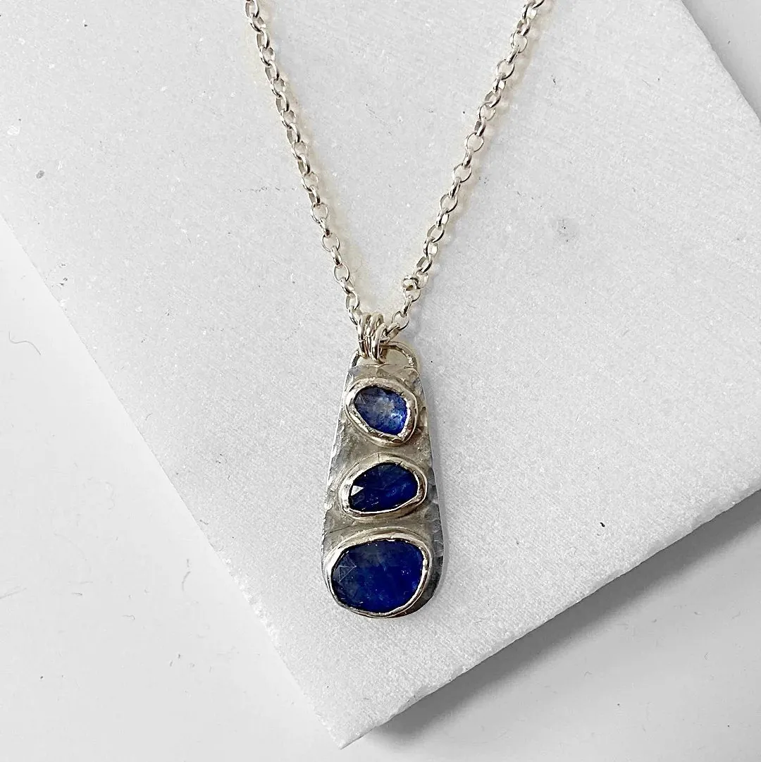 Sapphire Silver Necklace/September Birthstone Necklace