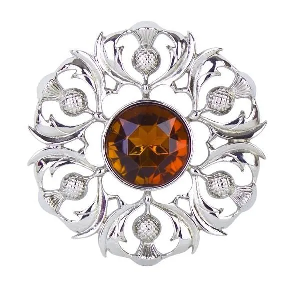 Scottish Thistle Plaid Brooch with Centre Stone (234 AP)