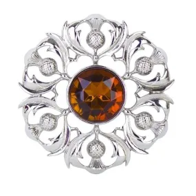 Scottish Thistle Plaid Brooch with Centre Stone (234 AP)
