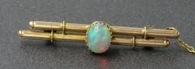 Semi Crystal Opal 9ct Yellow Gold Brooch