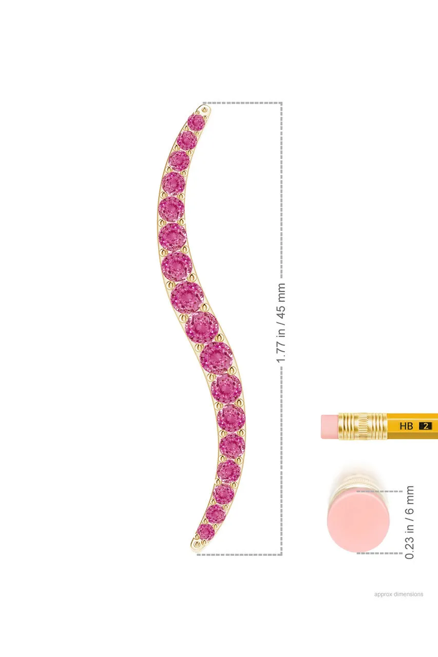 Shangri-La Brushstroke 14K Gold and Pink Sapphire Large Pendant Necklace