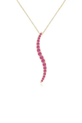 Shangri-La Brushstroke 14K Gold and Pink Sapphire Large Pendant Necklace