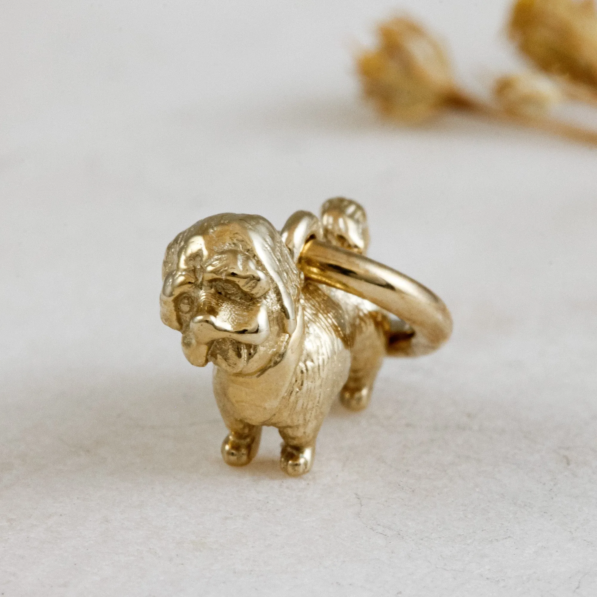 Shih Tzu Solid Gold Dog Charm