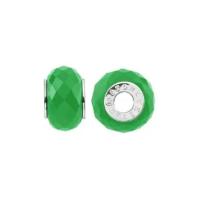 Silver & Green Jade Wheel Charm S434GRE
