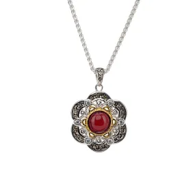 Silver And 23k Gilding Celestial Pendant - Garnet or Swiss Blue Topaz