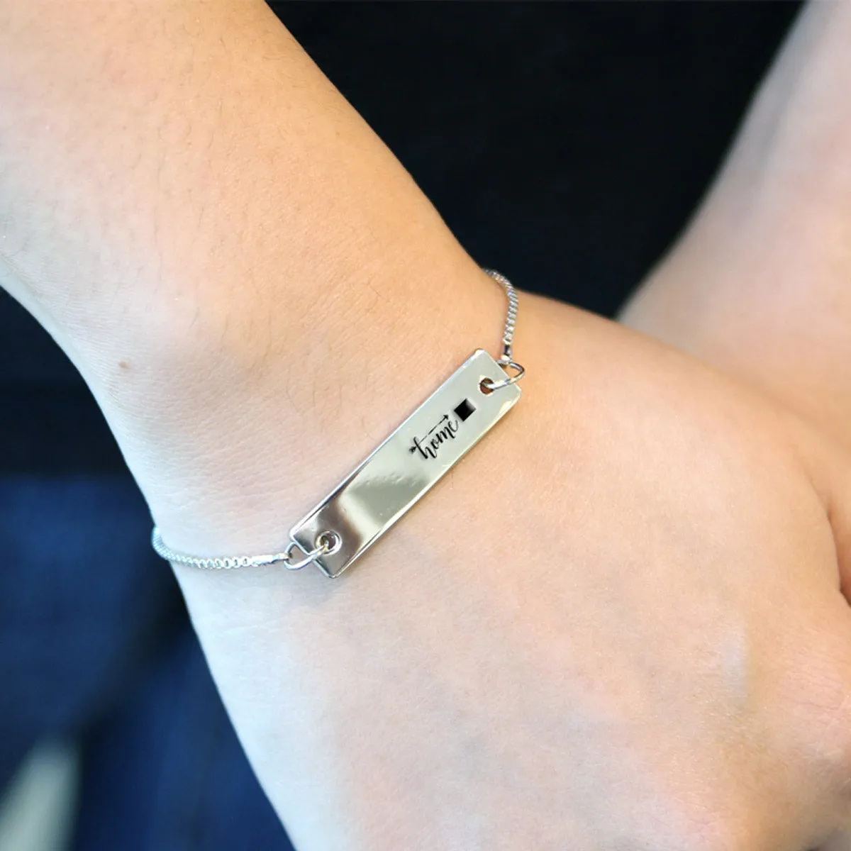 Silver Home is Colorado Adjustable Bar Bracelet
