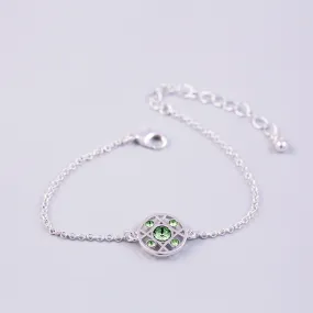 Silver Peridot August Birthstone Hugs & Kisses Bracelet