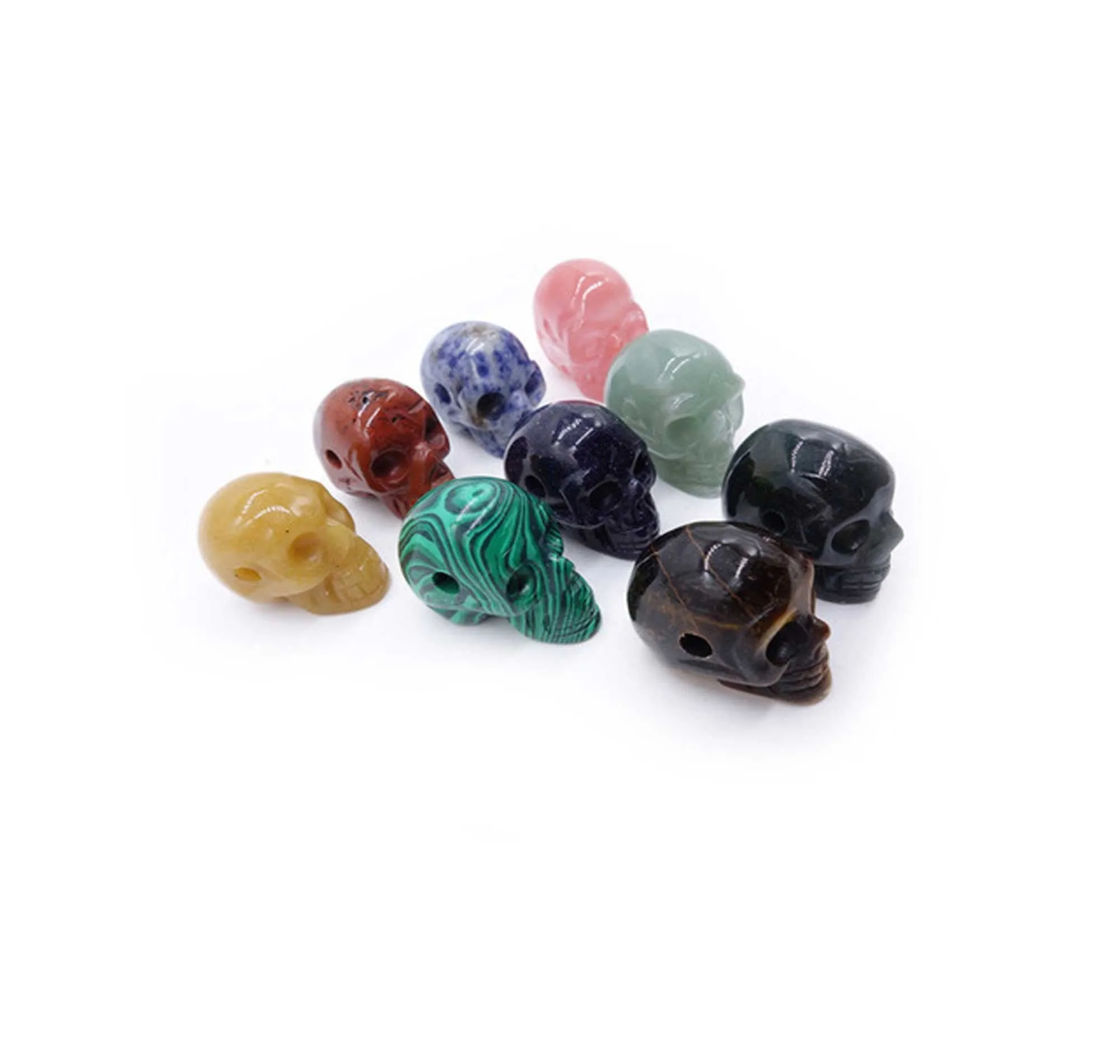 Small Crystal Carved Skull Beads, Quartz Carving Skull, Stone Bead Jewelry Supplies