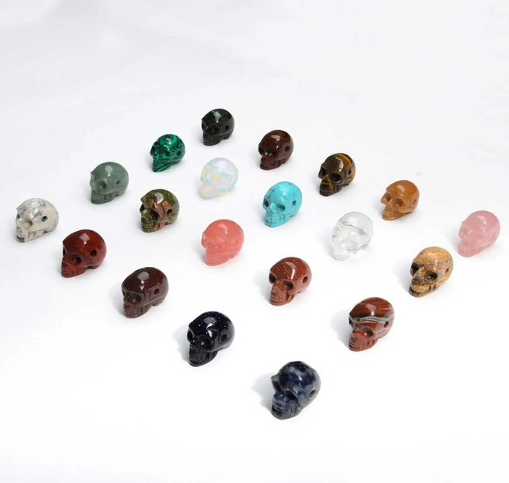 Small Crystal Carved Skull Beads, Quartz Carving Skull, Stone Bead Jewelry Supplies