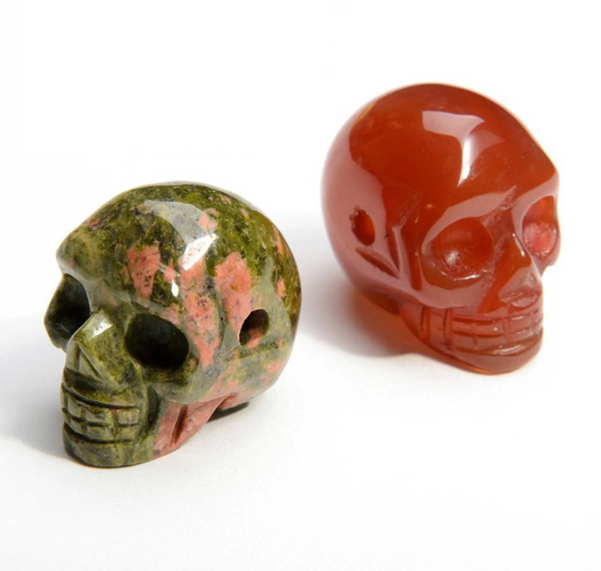 Small Crystal Carved Skull Beads, Quartz Carving Skull, Stone Bead Jewelry Supplies