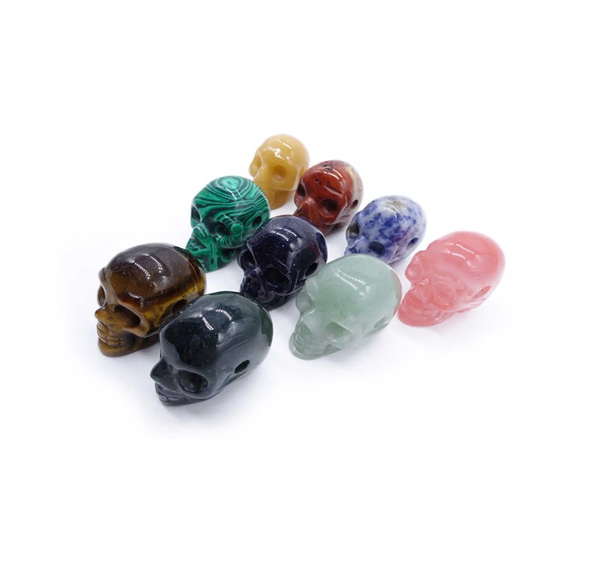 Small Crystal Carved Skull Beads, Quartz Carving Skull, Stone Bead Jewelry Supplies