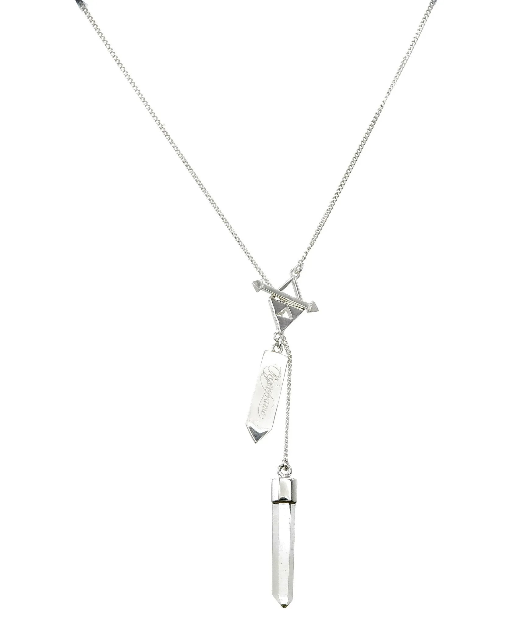 SMALL CRYSTAL NECKLACE - QUARTZ CRYSTAL POINT - SILVER