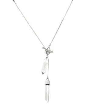 SMALL CRYSTAL NECKLACE - QUARTZ CRYSTAL POINT - SILVER