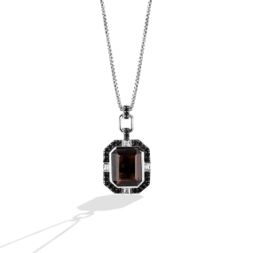 Star Wars™ Fine Jewelry THE WOOKIEE WOMEN'S PENDANT 1/4 CT.TW Black and White Diamonds and Smokey Quartz Silver