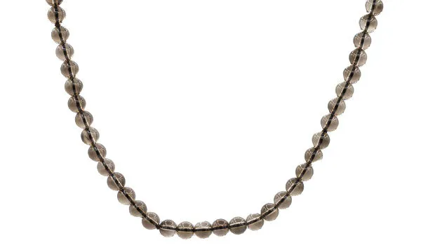 Sterling Silver 90's Style Mini Adjustable Smoky Quartz Natural Gemstone Necklace