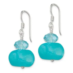 Sterling Silver Aquamarine Colored Crystal and Blue Jade Earrings