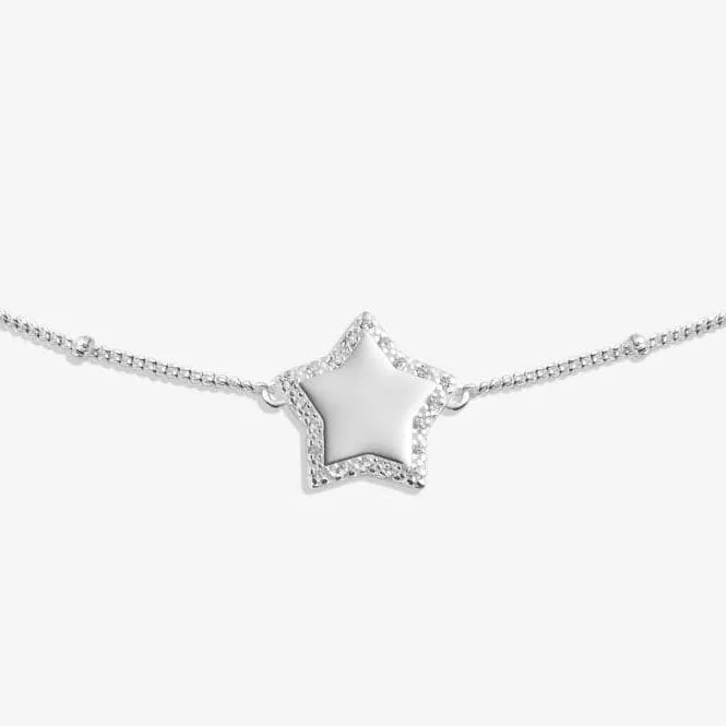 Sterling Silver Congratulations Star Pave 16cm   3cm Bracelet JJS0008