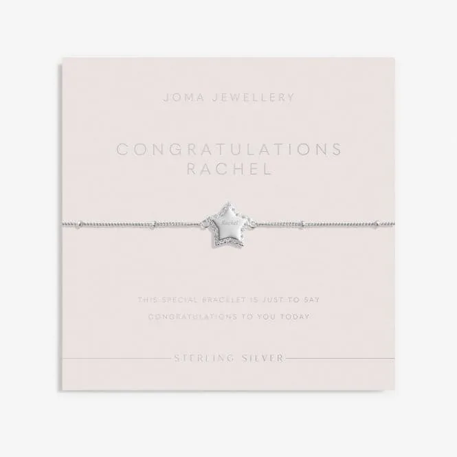 Sterling Silver Congratulations Star Pave 16cm   3cm Bracelet JJS0008