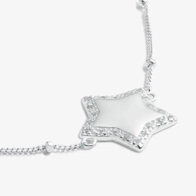 Sterling Silver Congratulations Star Pave 16cm   3cm Bracelet JJS0008