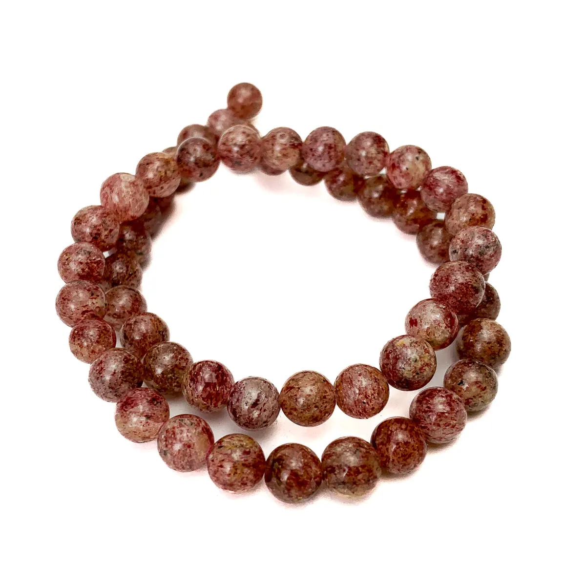 Strawberry Quartz 7mm Smooth Rounds Strand
