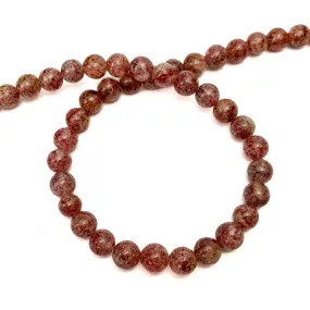 Strawberry Quartz 7mm Smooth Rounds Strand