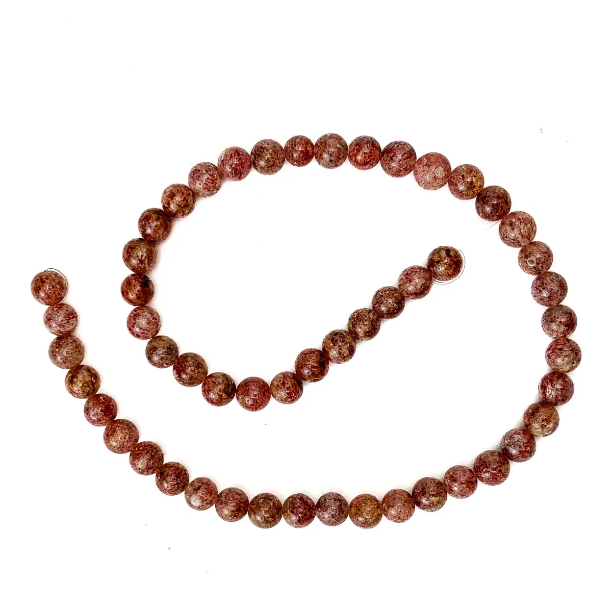 Strawberry Quartz 7mm Smooth Rounds Strand