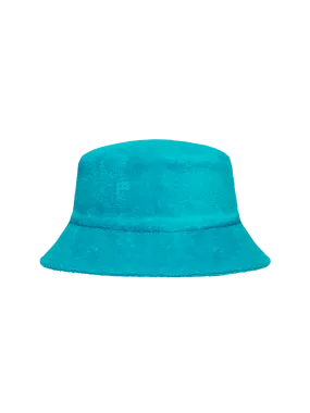 Summer Towelling Bucket Hat—peacock blue