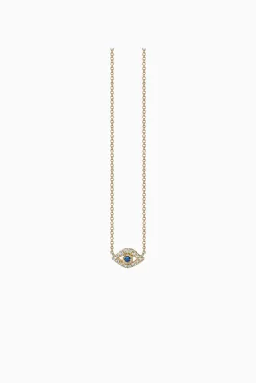 Sydney Evan Gold & Diamond Mini Bezel Eye Necklace - Yellow Gold/ Sapphire