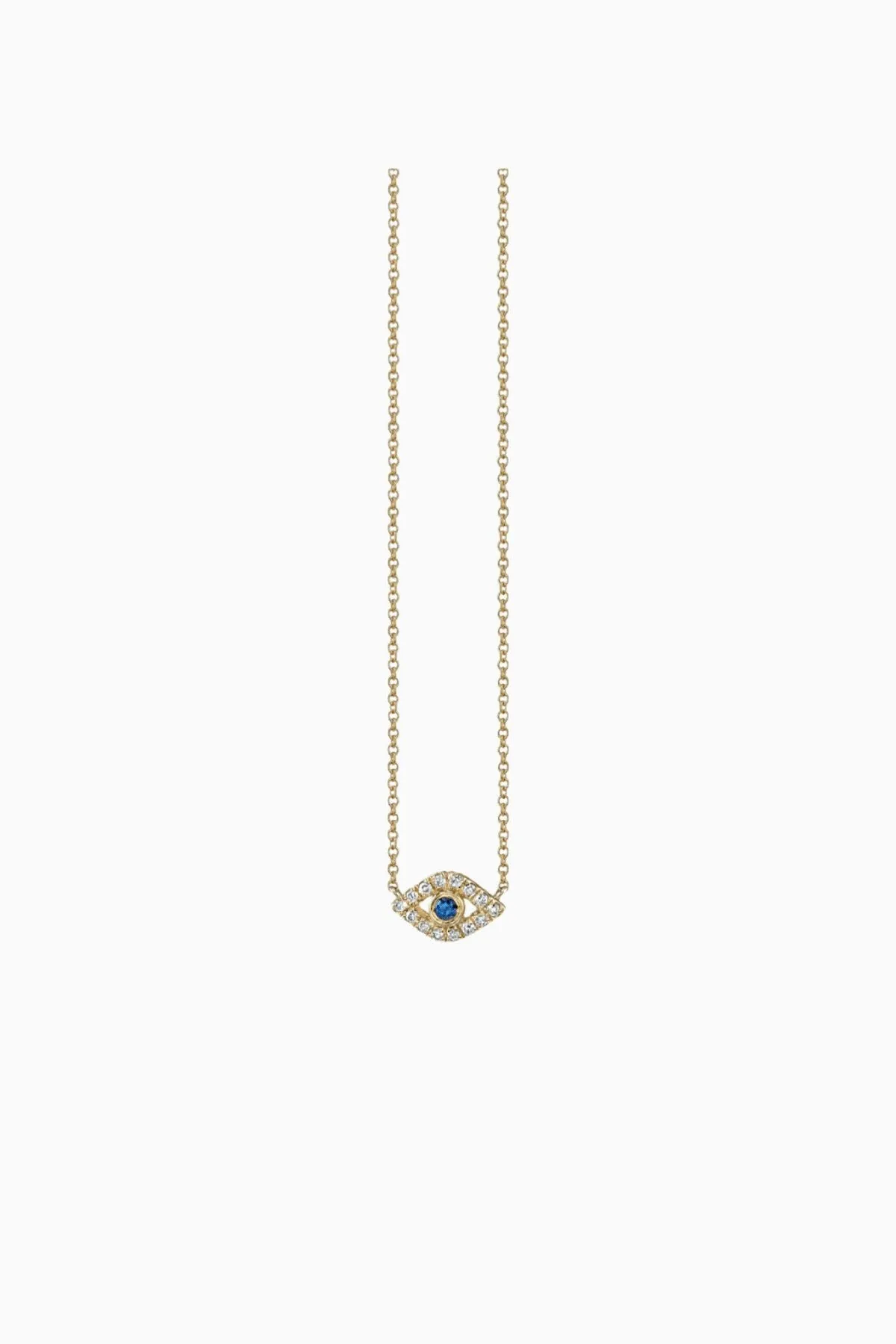 Sydney Evan Gold & Diamond Mini Bezel Eye Necklace - Yellow Gold/ Sapphire