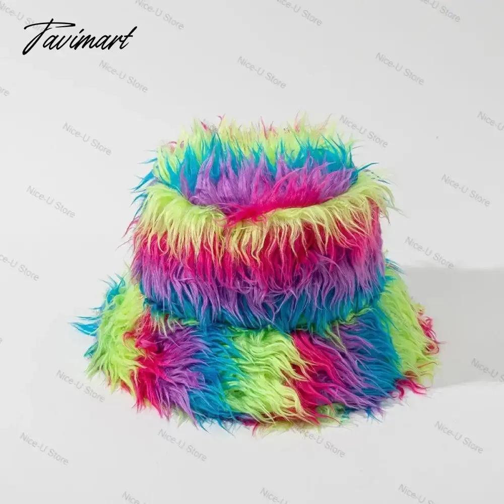 Tavimart Fluffy Fur Fisherman Hat for Women Winter Warm Thick Plush Bucket Hat Lady Luxury Cover Ear Protection Cold Proof Warm Plush Hat