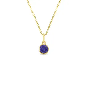 Tiny Birthstone Cubic Zirconia 5mm Baby / Kids / Teen Pendant/Necklace - 14k Gold