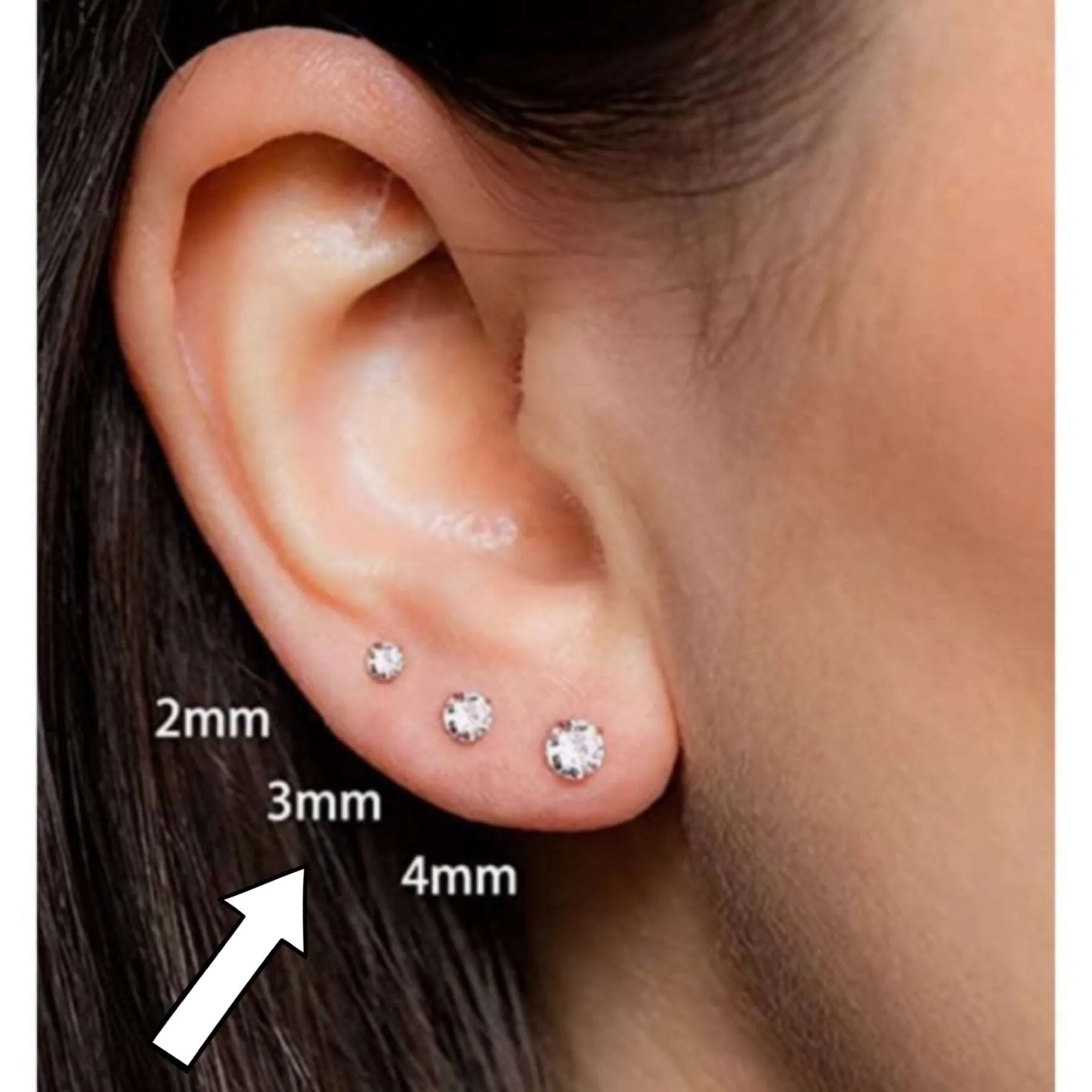 Tiny Gold CZ Barbell Earrings