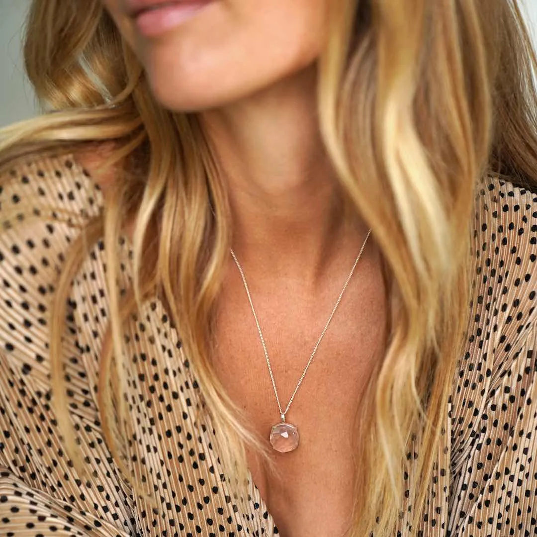 True Radiance Silver Necklace with Natural Rose Quartz Crystal