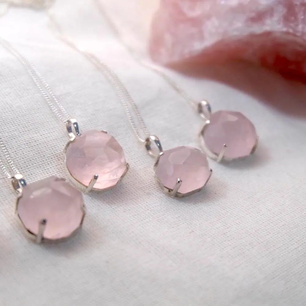 True Radiance Silver Necklace with Natural Rose Quartz Crystal