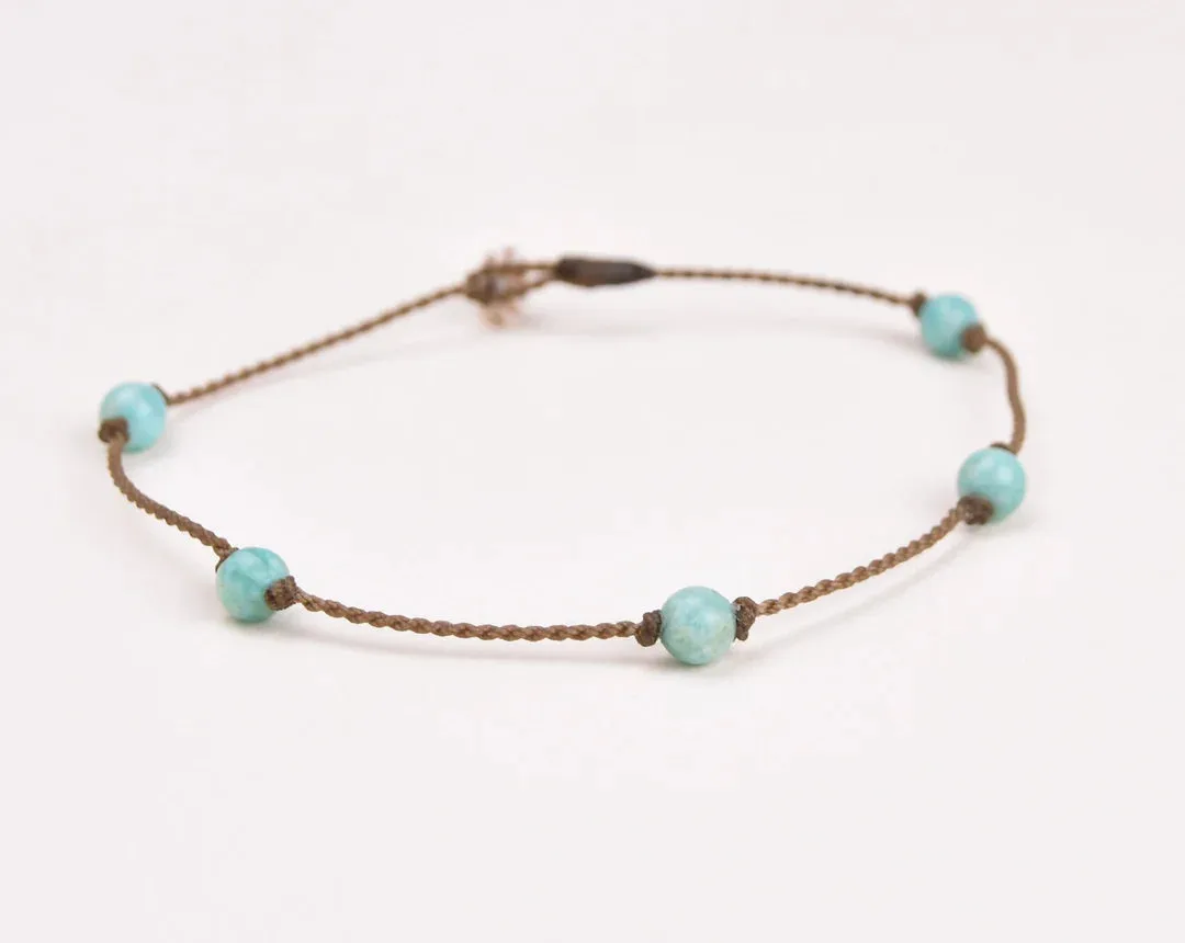 Tula Blue Amazonite Quartz Round Petite Anklet